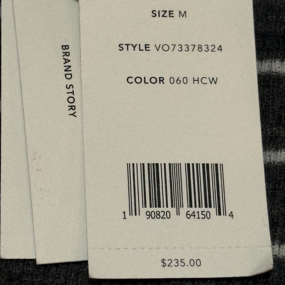 NWT $235 Vince 100% Wool Stripe Rib Knit Shirt CARBON/OFF WHITE Medium Luxury - Picture 5 of 9